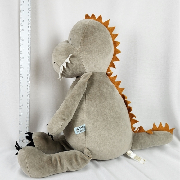 Bunnies By The Bay Plush Dinosaur T-Rex Soft Gray Grey Plush Stuffed Animal 21" - Picture 7 of 13